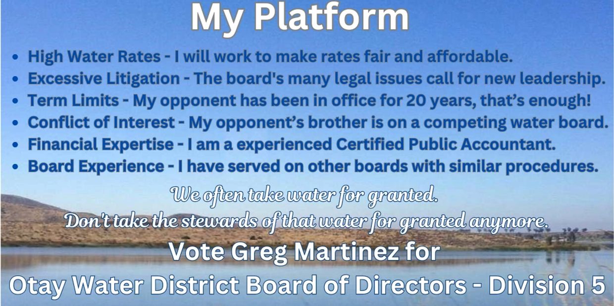 Greg Martinez for Otay Water District Board of Directors Div 5